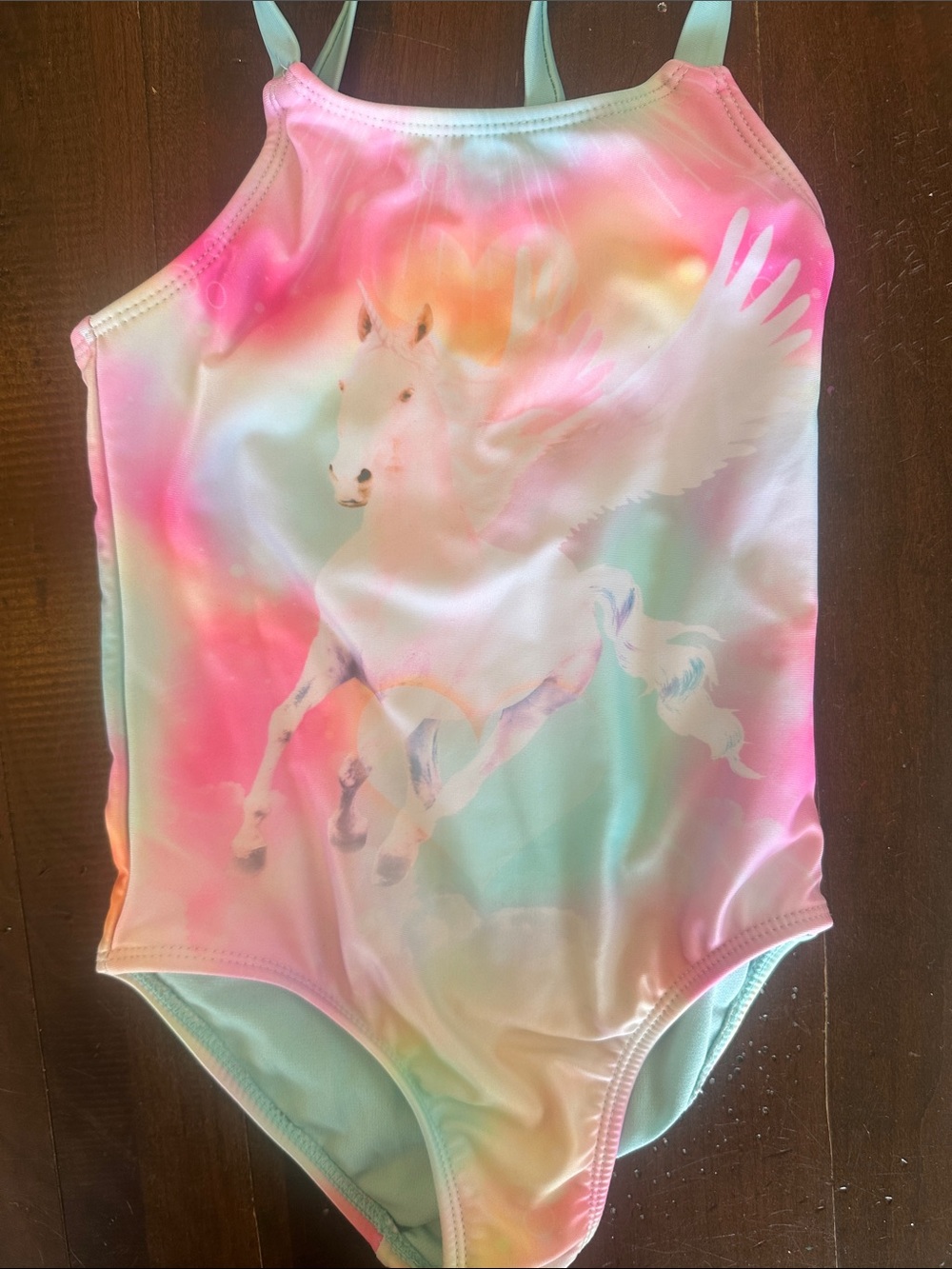 wonder nation Pink Pastel Rainbow Pegasus One-Piece Swimsuit